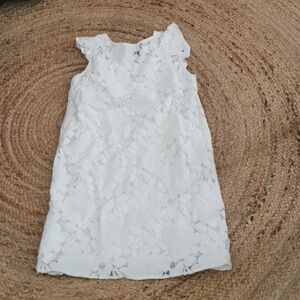 Monteau white sleeveless lace overlay eyelet mini dress Size Large
